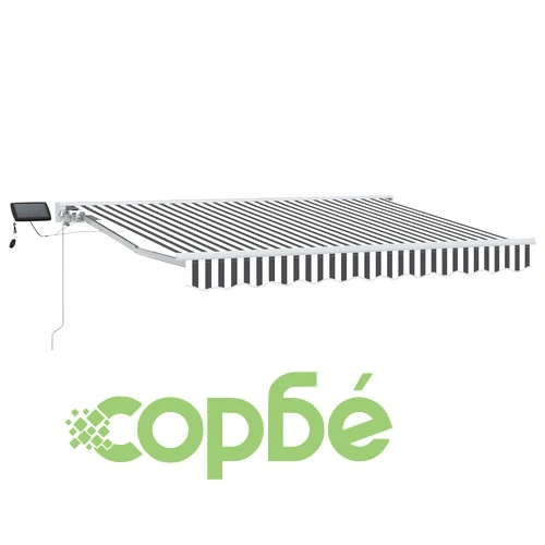 Ръчна сенникова рамка с LED осветление, алуминий, антрацит и бяло, 2,5 x 2 м ➤ топ цена ➤ sorbe.bg