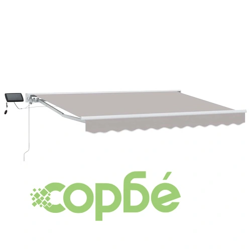 Ръчна тента с LED осветление - светлосива и бяла, 2,5 x 2 м ➤ топ цена ➤ sorbe.bg
