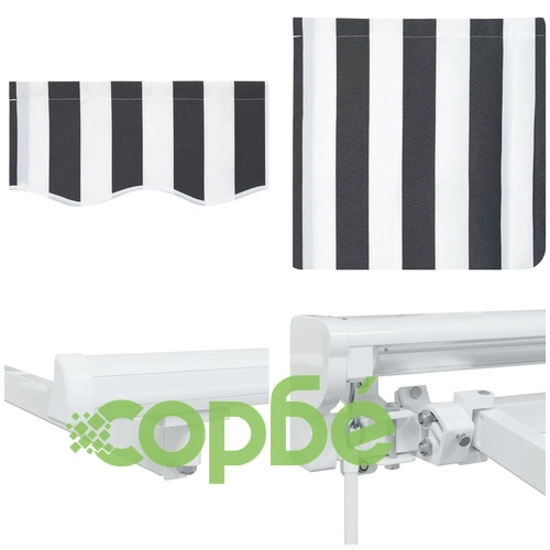 Ръчна тераса сенник с LED осветление, алуминиева рамка, Антрацит и бяло, 3 x 2 m ➤ топ цена ➤ sorbe.bg