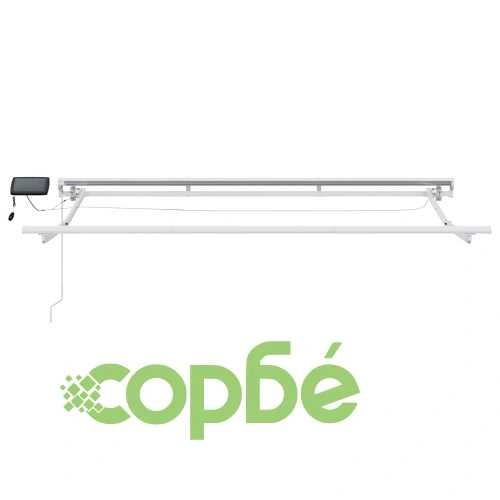 Ръчна рамка за сенник с LED осветление, алуминий, 3 x 2 м, зелено и бяло ➤ топ цена ➤ sorbe.bg