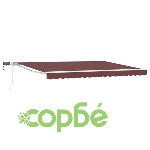Ръчна тента с LED осветление, Кафяво и Бяло, 4 x 2 м, Алуминиева рамка ➤ топ цена ➤ sorbe.bg