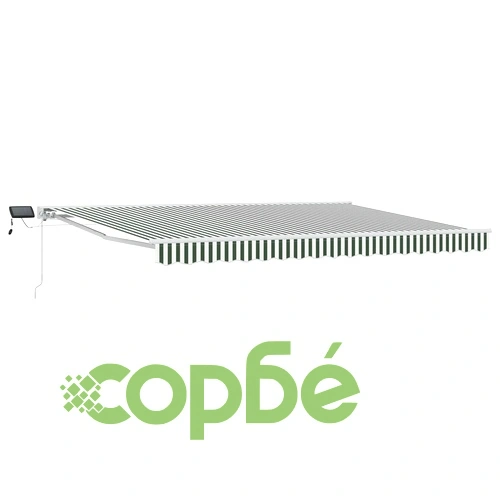 Ръчна тента с LED осветление, алуминиева рамка, 4 x 2 м, Зелено и бяло ➤ топ цена ➤ sorbe.bg