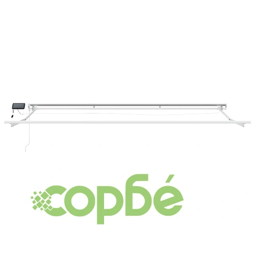 Ръчна сенникова рамка с LED осветление, алуминий, 4 x 3 м, оранжев, черен и бял ➤ топ цена ➤ sorbe.bg