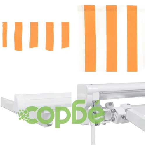 Ръчна тента с LED осветление, жълто и бяло, 4,5 x 3,5 м ➤ топ цена ➤ sorbe.bg