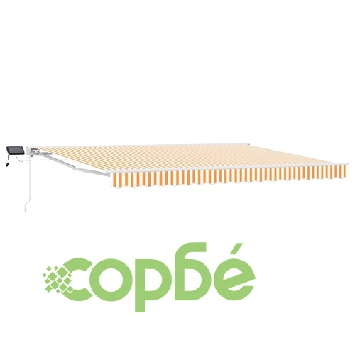 Ръчна тента с LED осветление, жълто и бяло, 4,5 x 3,5 м ➤ топ цена ➤ sorbe.bg