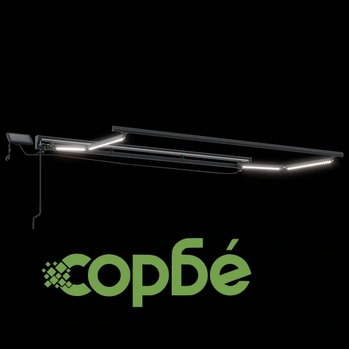 Ръчен сенник с LED осветление, алуминиева рамка, 2,5 x 2 м, зелено/бяло/антрацит ➤ топ цена ➤ sorbe.bg