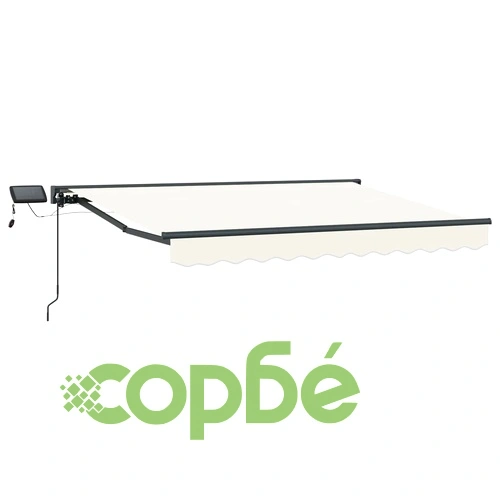 Ръчна рамка за сенник с LED осветление, алуминий, 3 x 2 м, крем и антрацит ➤ топ цена ➤ sorbe.bg