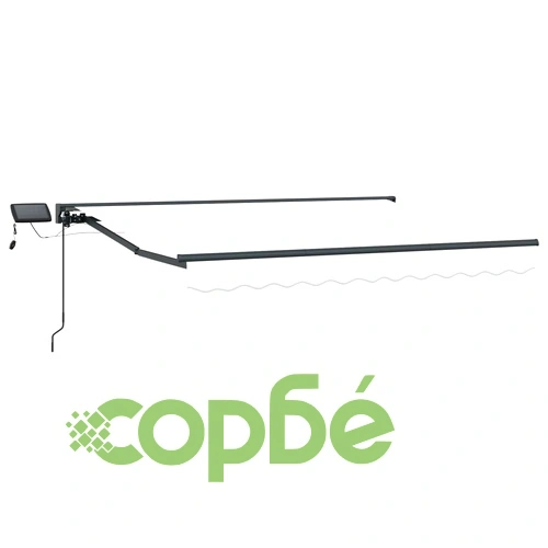 Ръчна тента за сенник с LED осветление, алуминиева рамка, 3 x 2 м, бяло и антрацит ➤ топ цена ➤ sorbe.bg