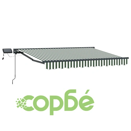 Ръчна сенникова рамка с LED осветление, алуминий, 3 x 2 m ➤ топ цена ➤ sorbe.bg