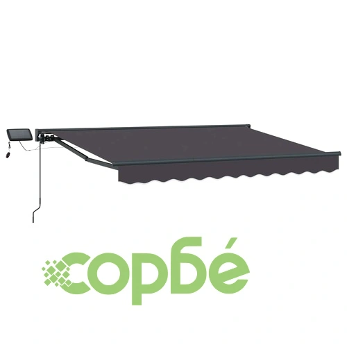 Ръчна тента с LED осветление, алуминиева рамка, Антрацит, 3,5 x 2 м ➤ топ цена ➤ sorbe.bg