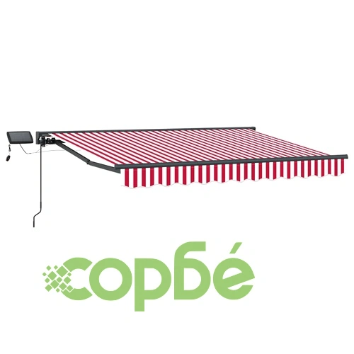 Ръчна тераса сенник с LED осветление, алуминиева рамка, 3,5 x 2,5 м ➤ топ цена ➤ sorbe.bg