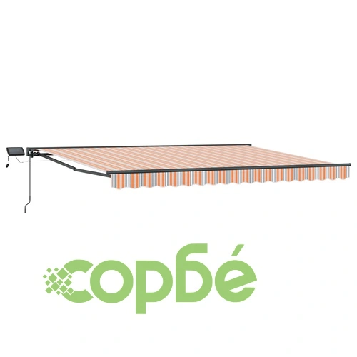 Ръчен сенник с LED осветление, алуминиева рамка, 4,5 x 3,5 м ➤ топ цена ➤ sorbe.bg