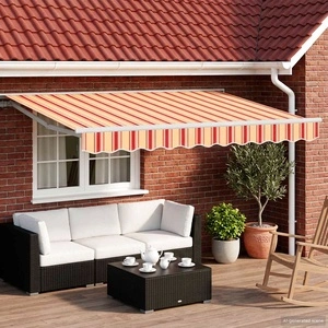 Електрически разтегателен навес 3 x 2 m - жълто, оранжево и бяло