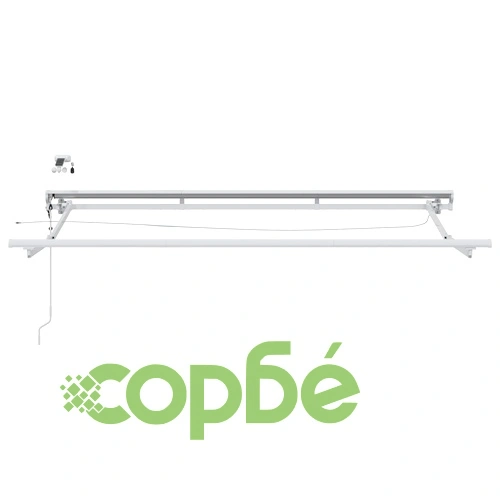 Електрически сенник с автоматично прибиране, Антрацит и бяло, 3,5 x 2 m, полиестер с PU покритие ➤ топ цена ➤ sorbe.bg