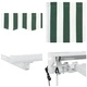 Електрически прибиращ се сенник, полиестер с PU покритие, 5 x 3 m, зелен и бял