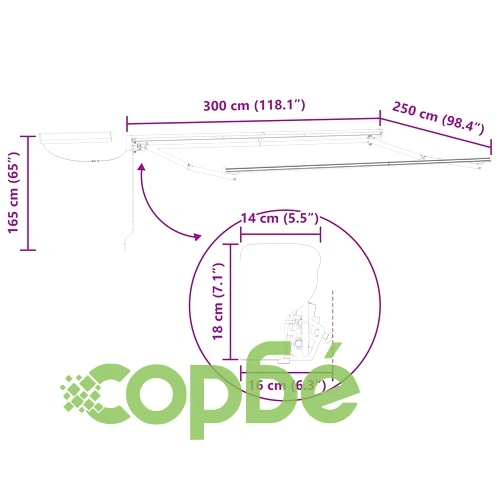 Електрически сенник с ролетна система, 3 x 2,5 m, зелен и бял ➤ топ цена ➤ sorbe.bg