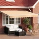 Електрически сенник с ел. задвижване, алуминий, 3,5 x 2,5 м, жълто-бял