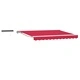 Електрически сенник с ръкохватка, Червено и бяло, 3,5 x 2,5 м, алуминий и полиестер