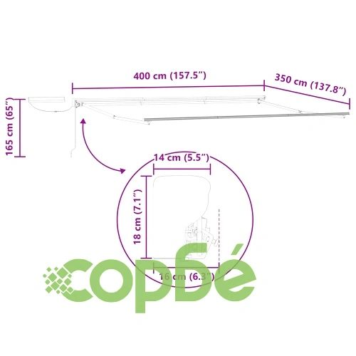 Електрически сенник Бордо и Бяло, алуминий, 4 x 3,5 м ➤ топ цена ➤ sorbe.bg