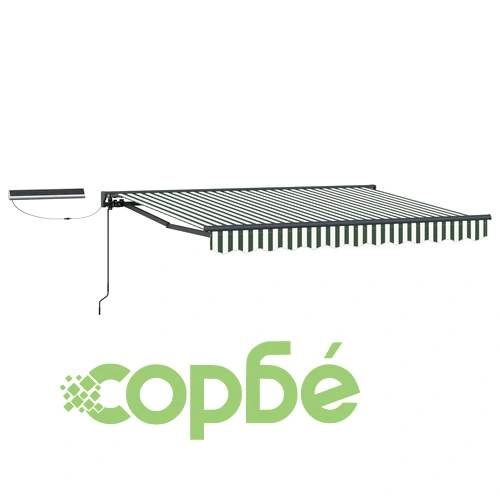 Електрически сенник с падаща конструкция, 3 x 2 m, зелено, бяло и антрацит ➤ топ цена ➤ sorbe.bg