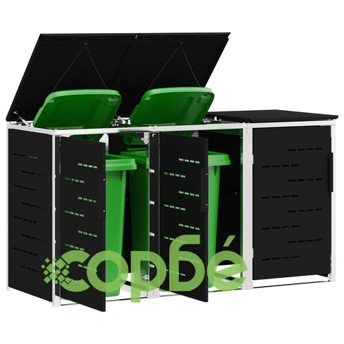 Външна кутия за контейнери за 3 кофи 240 л, неръждаема стомана, 207 x 77,5 x 112,5 см ➤ топ цена ➤ sorbe.bg