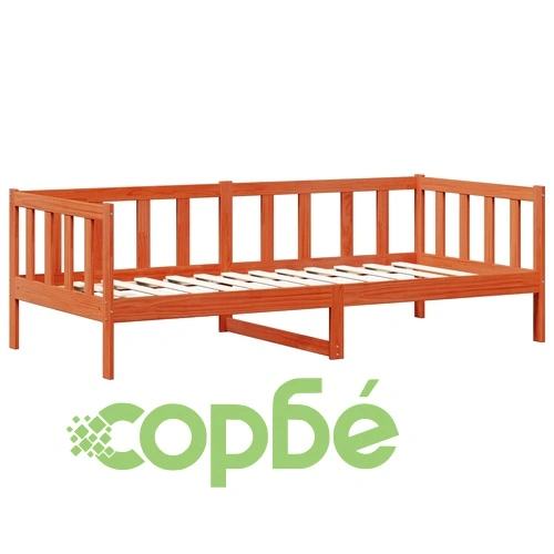 Дневно легло с матрак, восъчно кафяво и бяло, 90 x 200 см ➤ топ цена ➤ sorbe.bg