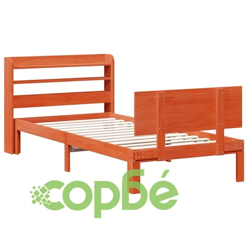 Рамка за легло с табла, 2 бр., Кафяво с восъчно покритие, Солиден бор, 193,5 x 78,5 x 69,5 см ➤ топ цена ➤ sorbe.bg