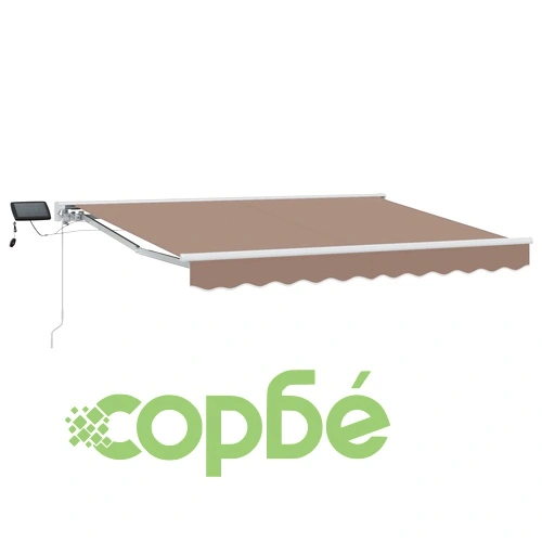Рамка за сенник с LED осветление, алуминий, Таупе, 3,5 x 2 м ➤ топ цена ➤ sorbe.bg