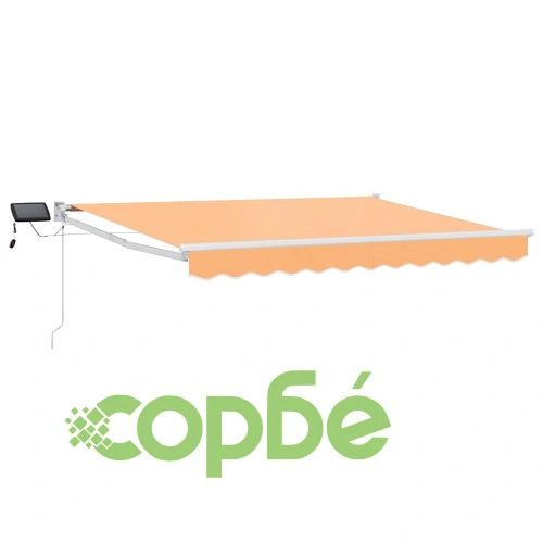 Ръчен изтеглящ се сенник с LED светлини 4 x 2 м - Пясък ➤ топ цена ➤ sorbe.bg