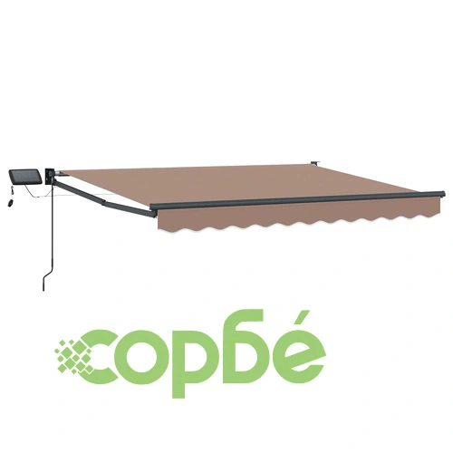 Ръчен изтеглящ се сенник с LED светлини Таупе 4 x 2 м ➤ топ цена ➤ sorbe.bg