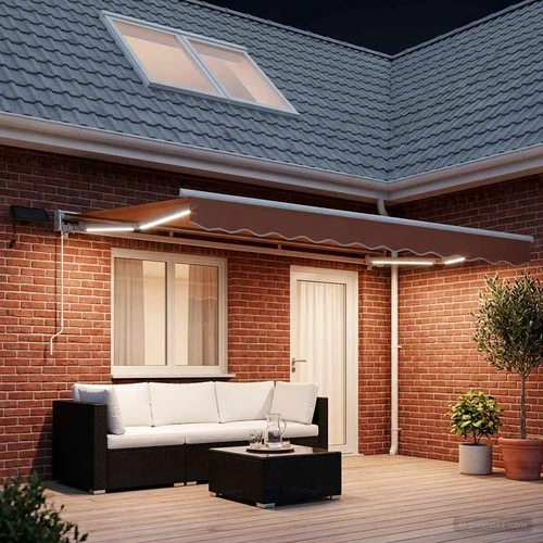 Ръчна тента с LED осветление, пясъчен цвят - 4 x 2 m ➤ топ цена ➤ sorbe.bg
