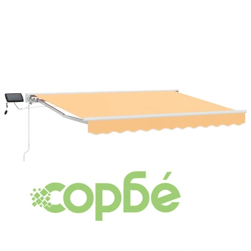 Ръчна тента с LED осветление, пясъчен цвят - 4 x 2 m ➤ топ цена ➤ sorbe.bg