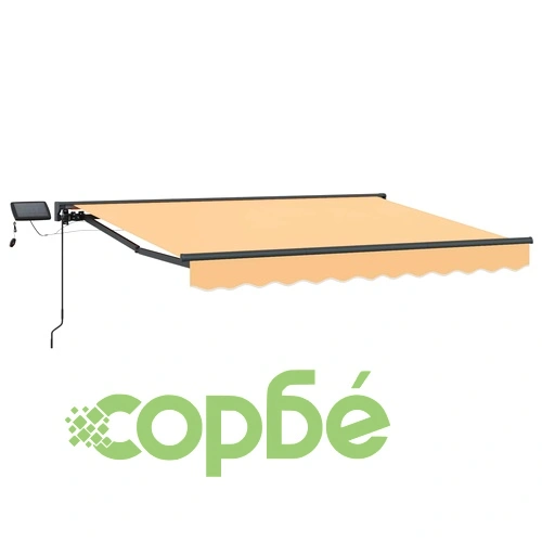 Ръчна тента с LED осветление - Пясъчно, 4 x 2 m, алуминиева рамка ➤ топ цена ➤ sorbe.bg