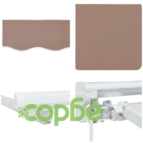 Сенник с ръчна рамка и LED осветление, Таупе, алуминий, 3 x 2,5 м ➤ топ цена ➤ sorbe.bg