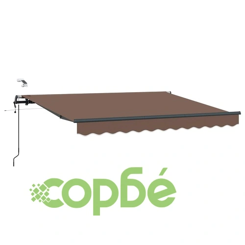 Прибираща се тента с LED осветление 350 x 250 cm, полиестер, таупе ➤ топ цена ➤ sorbe.bg