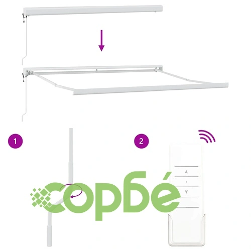 Прибираща се тента, светлосиво и бяло, 400 x 300 см, текстил и алуминий ➤ топ цена ➤ sorbe.bg