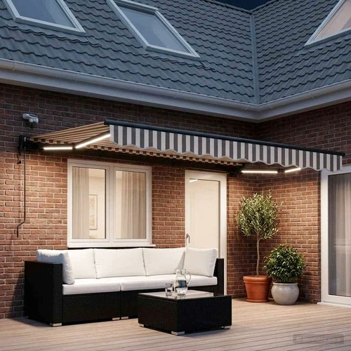 Електрически разтегателен навес 4 x 3 m - светлосив и бял ➤ топ цена ➤ sorbe.bg