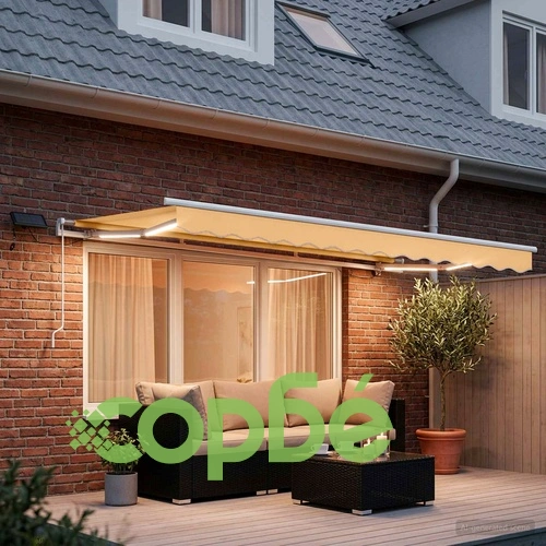 Прибираща се тента Пясък 450 x 300 см, текстил и стомана ➤ топ цена ➤ sorbe.bg
