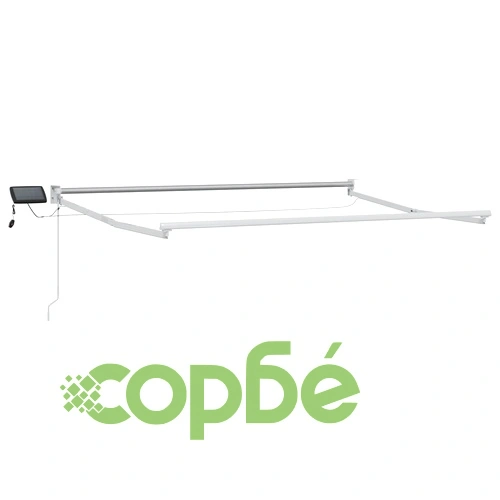 Ръчен изтеглящ се сенник с LED светлини, 4.5 x 3 м - Пясък ➤ топ цена ➤ sorbe.bg