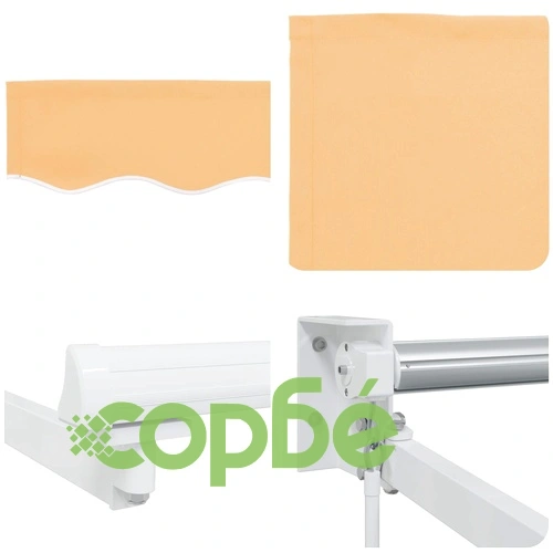 Ръчен изтеглящ се сенник с LED светлини, 4.5 x 3 м - Пясък ➤ топ цена ➤ sorbe.bg