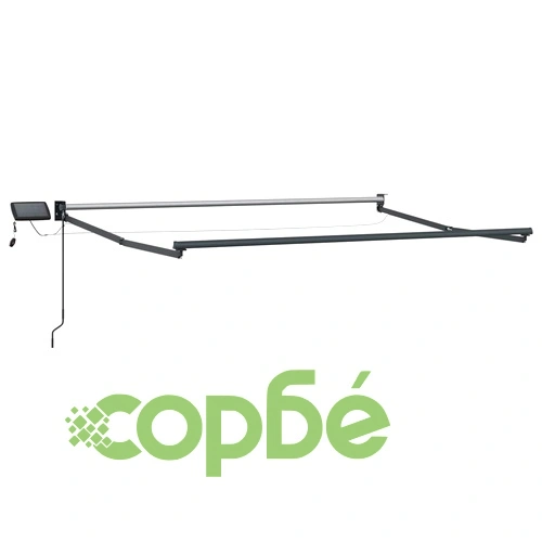 Ръчен изтеглящ се сенник с LED светлини Таупе 4,5 x 3 м ➤ топ цена ➤ sorbe.bg