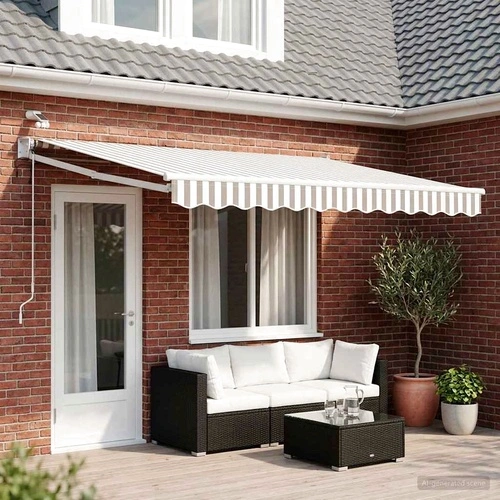 Електрически разтегателен навес 4.5 x 3 м - светлосив и бял ➤ топ цена ➤ sorbe.bg
