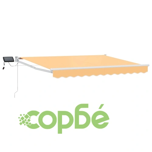 Ръчен изтеглящ се сенник с LED светлини, пясък, 5 x 3 м ➤ топ цена ➤ sorbe.bg