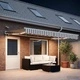 Прибираща се тента 500 x 350 cm - светлосива и бяла, полиестер с LED осветление