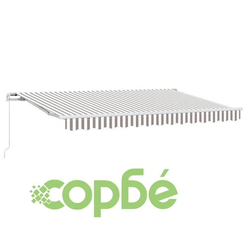 Прибираща се тента 600 x 350 cm - светлосива и бяла, алуминиева рамка ➤ топ цена ➤ sorbe.bg