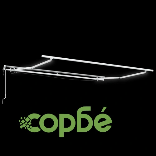 Прибираща се тента 600 x 350 cm - светлосива и бяла, полиестер с LED осветление ➤ топ цена ➤ sorbe.bg
