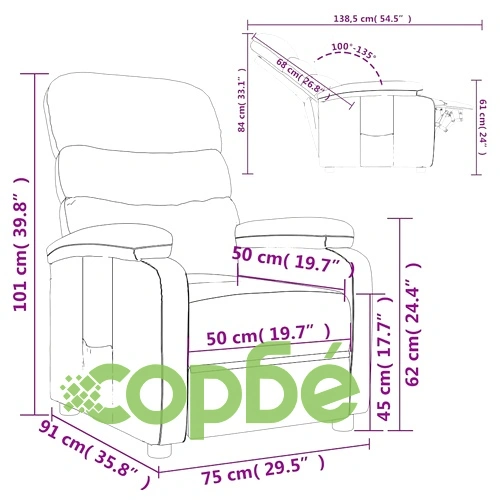 Реклайнер стол, светлосив текстил, 75 x 91 x 101 см ➤ топ цена ➤ sorbe.bg