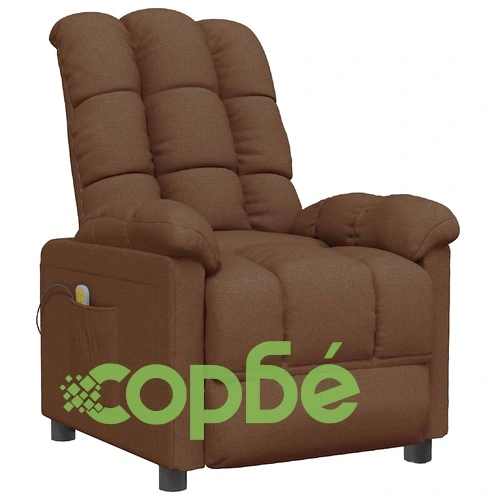 Масажен стол с вибрация, кафяв текстил, 3 позиции на наклон ➤ топ цена ➤ sorbe.bg