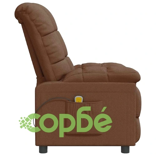 Масажен стол с вибрация, кафяв текстил, 3 позиции на наклон ➤ топ цена ➤ sorbe.bg