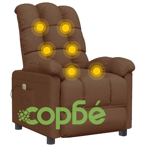 Масажен стол с вибрация, кафяв текстил, 3 позиции на наклон ➤ топ цена ➤ sorbe.bg